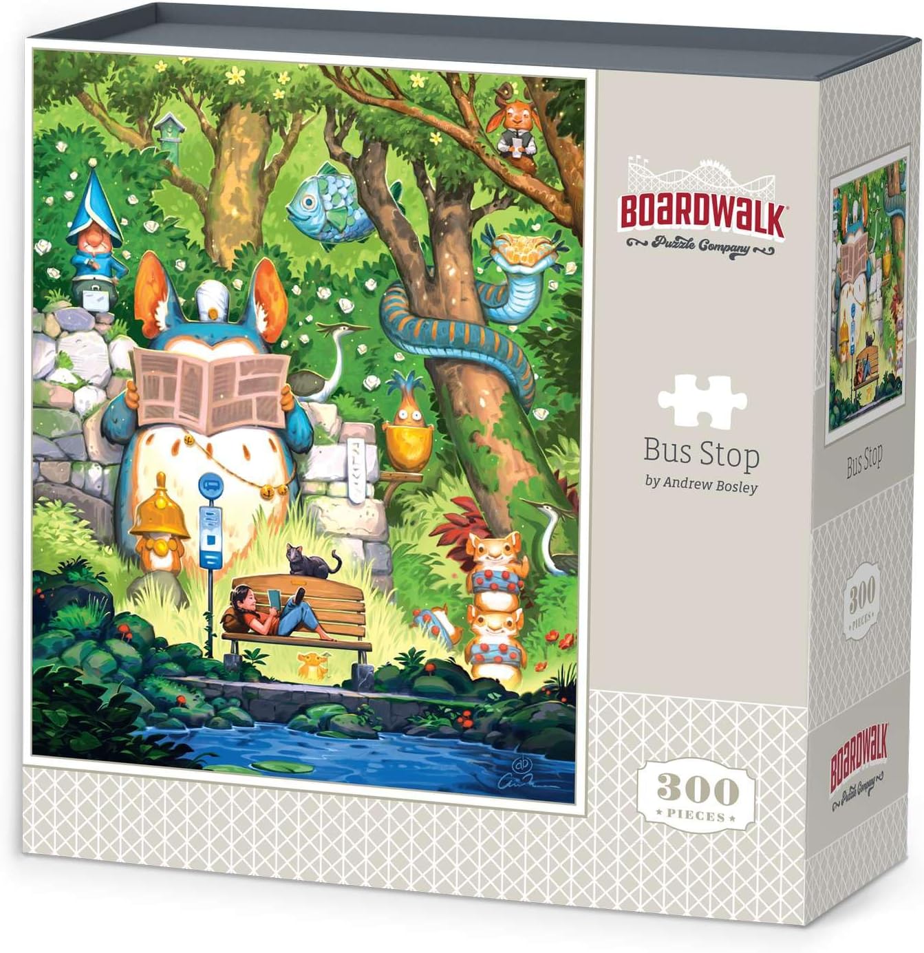 Boardwalk Puzzles Bus Stop, 300 Piece Jigsaw Puzzle, 16 x 20 Inches, Made in USA