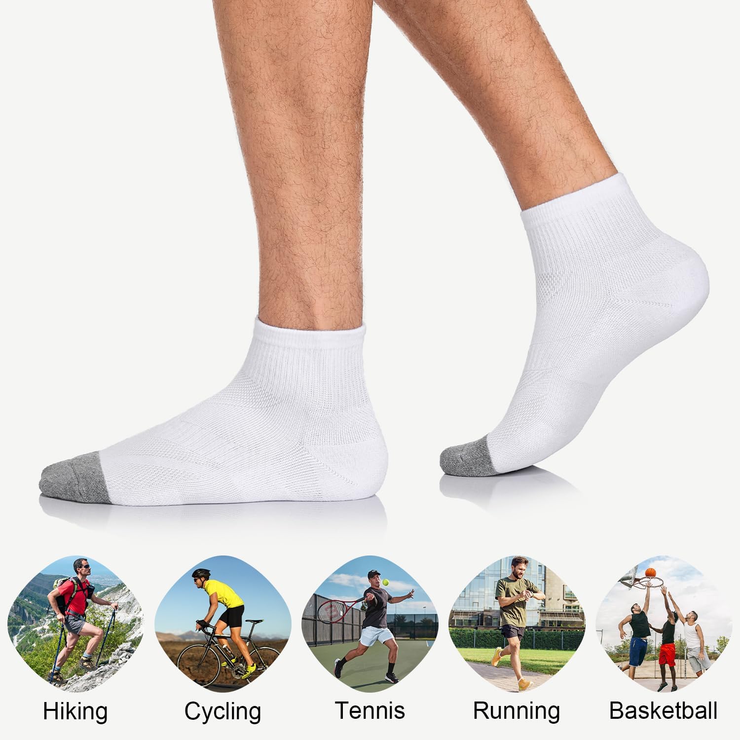 Lapulas 6 Pack Men's Ankle Socks Cotton Cushioned Athletic Running Socks for Women - Image 5