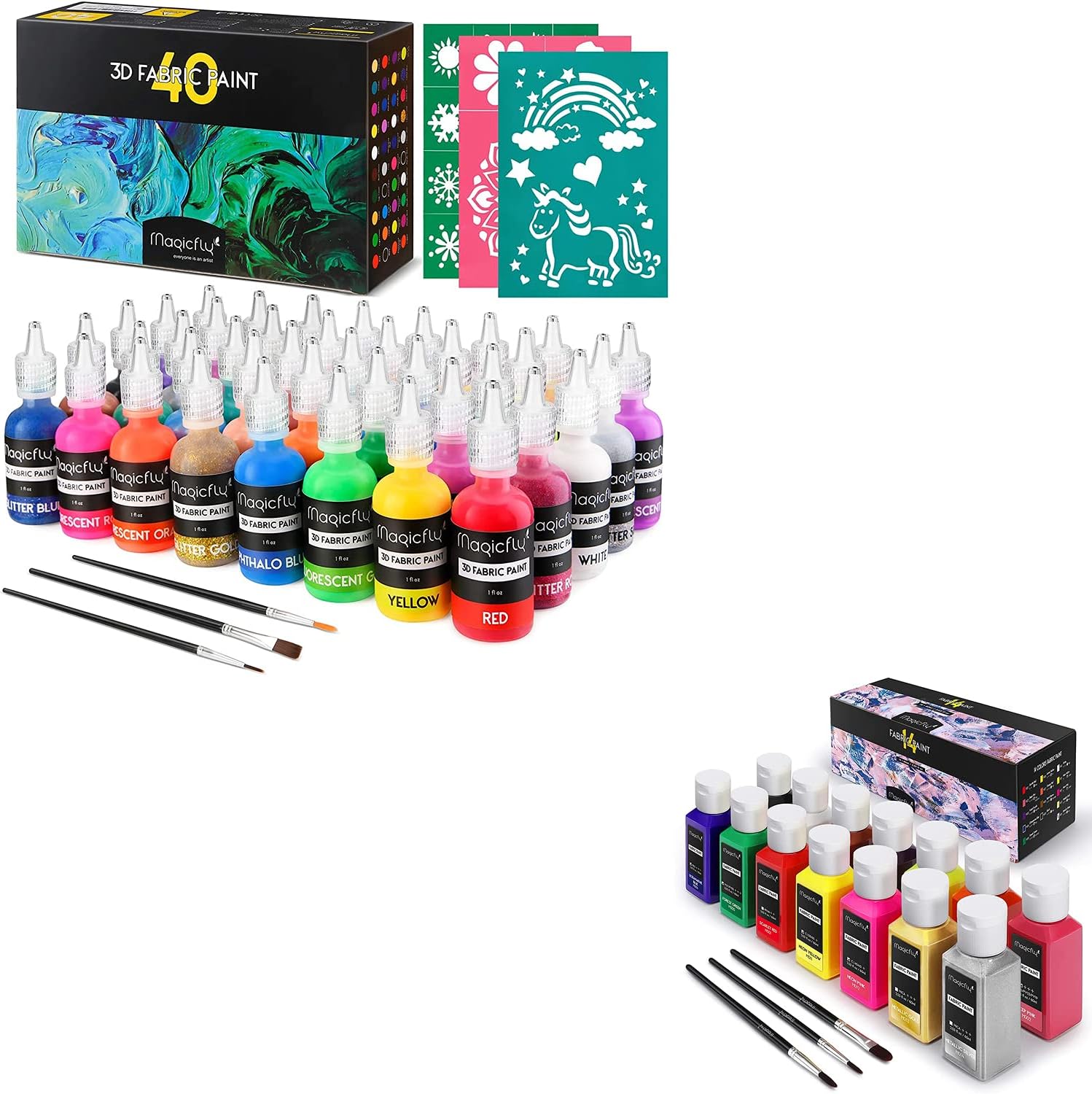 Magicfly Permanent Soft Fabric Paint & Puffy Fabric Paint