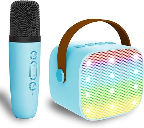 Miniatura 10 de Mini máquina de karaoke para niños y adultos, juguetes para niños y niñas, regalos para niñas y niños, altavoz Bluetooth con 1 micrófono inalámbrico