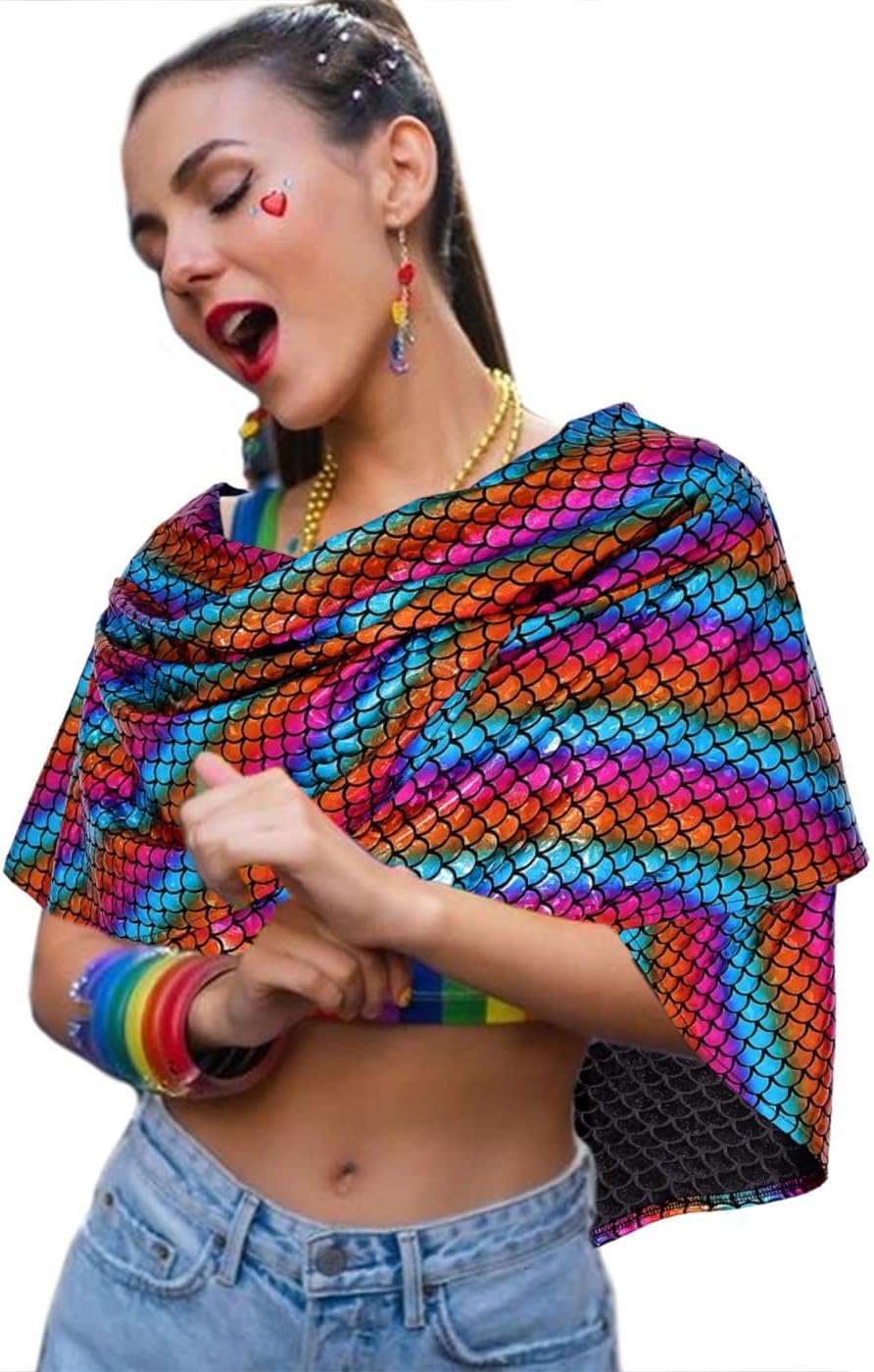 JAKAWIN Women’s Fish Scale Wraps and Shawls Pashmina Scarf Poncho Cape