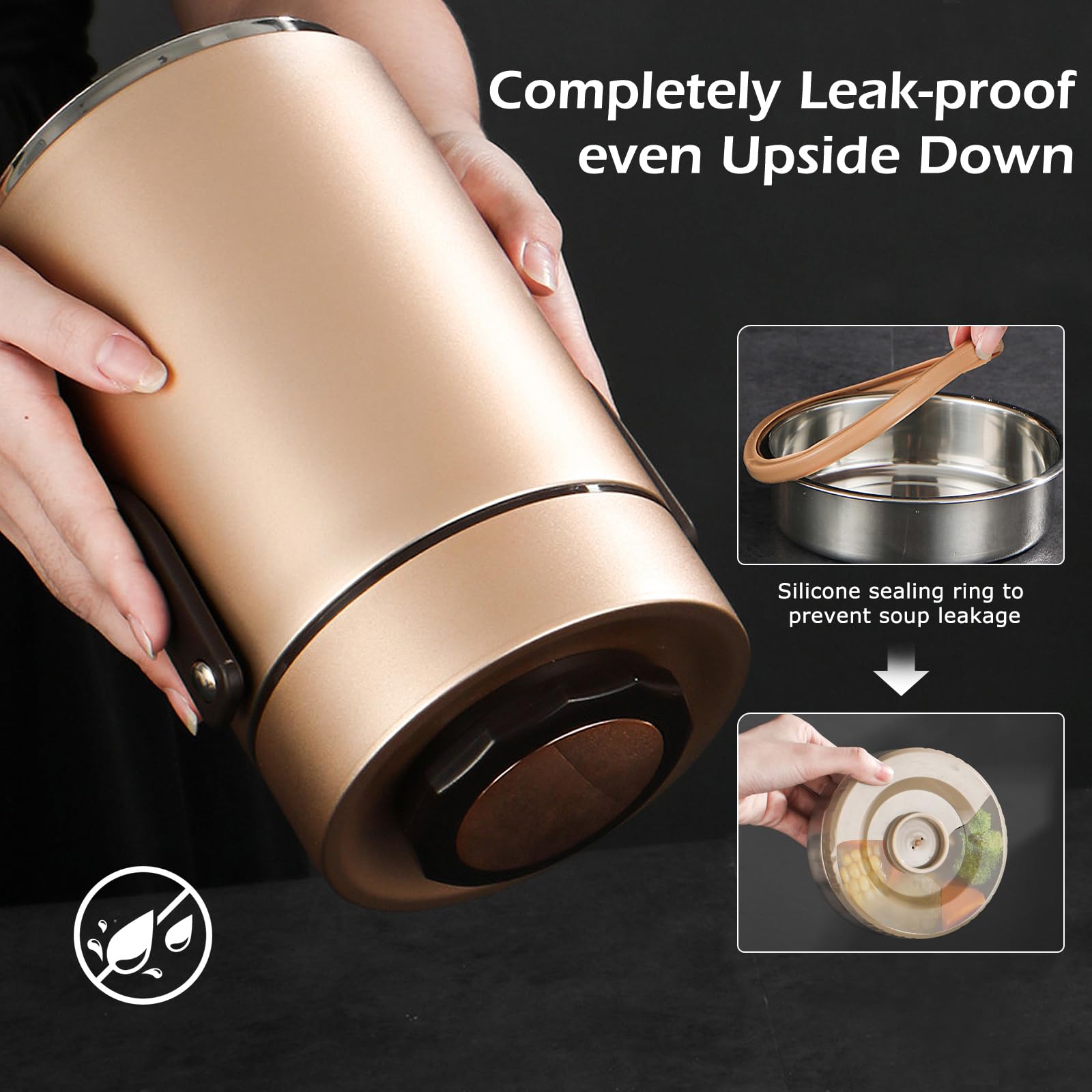 Thermo Soupe Enfant Pot De Nourriture Isolé, Récipient Pour Le Déjeuner En Acier Inoxydable 304, Récipient Pour Déjeuner Chaud Portable Sous Vide étanche Avec (4 Récipient Sous Vide