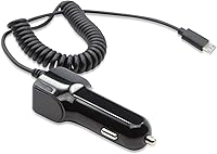 Vista 2 de BoxWave Cargador de coche compatible con Plantronics Explorer 55 - Cargador de coche Plus, con puerto USB adicional y cable integrado - Negro