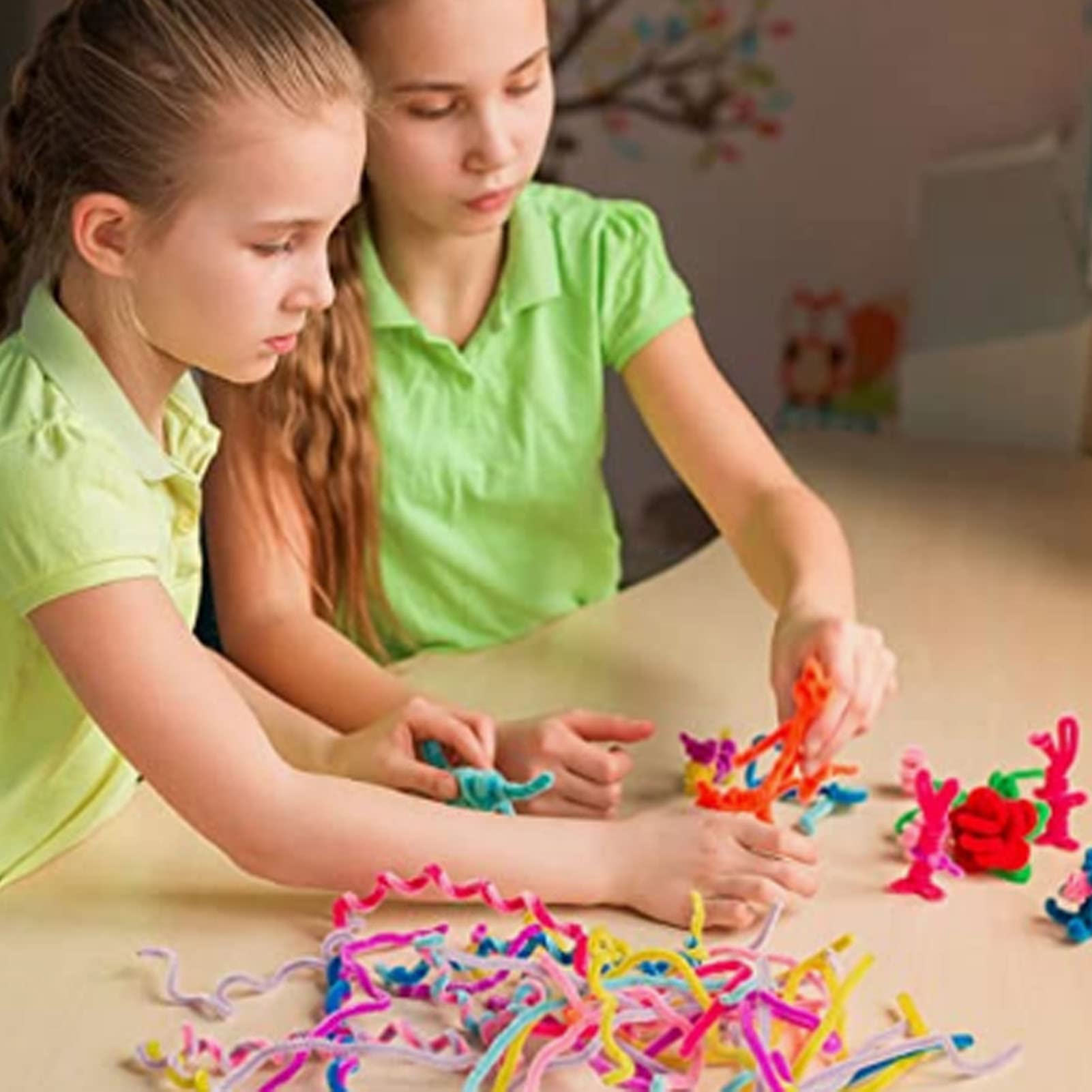 1000 pièces de cure-pipes de couleurs variées, tiges en chenille de polyester doux pour bricolage, décorations d’Halloween, fabrication de marionnettes, arrangement floral et