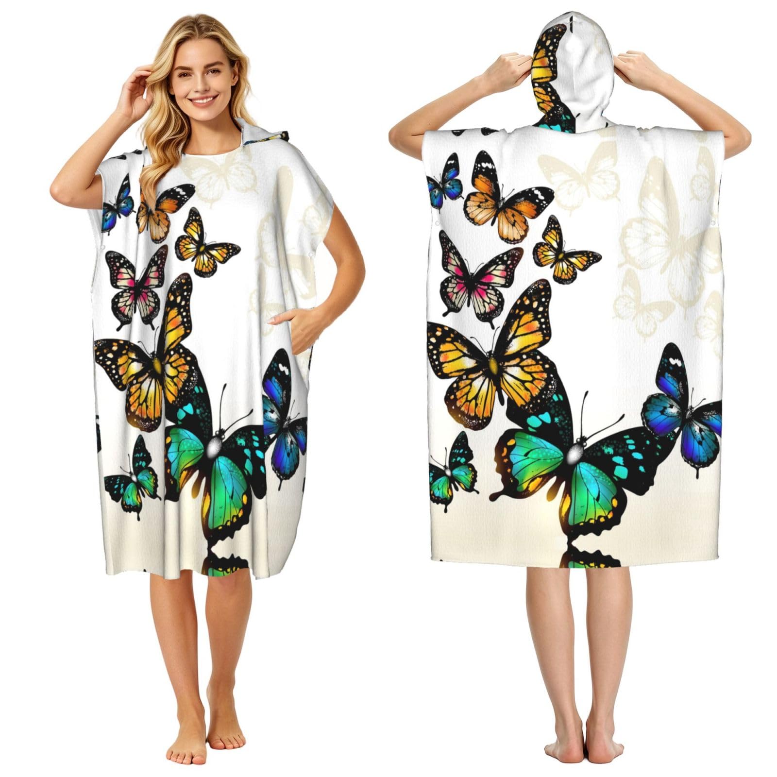 Peignoir à langer papillon imprimé vert et jaune léger pour adulte