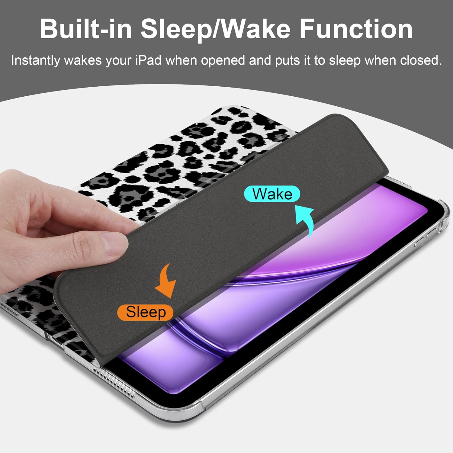 MEEgoodo Case for iPad Air 11-inch M3 (2025) / M2 (2024),Case for iPad Air 5th/4th Generation 10.9 inch 2022 2020, Tablet Cover with Silk Texture & PC Clear Back Cover, Snow Leopard Texture - Image 4