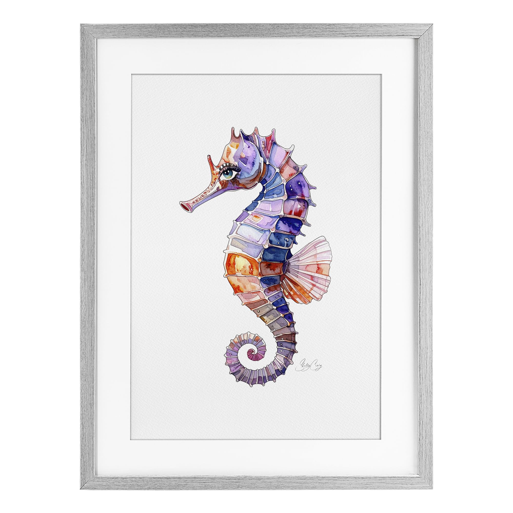'Sea Whisper Seahorse'| Framed Print Under Glass