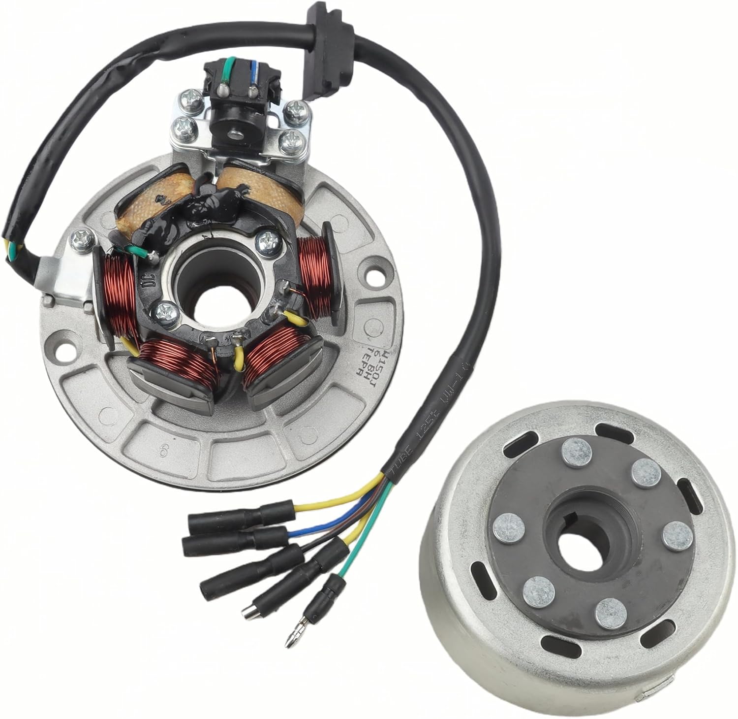 6 Coil 5 Wire Magneto Stator & Flywheel Rotor Kit for Chinese YX 140cc 150cc 160cc Engine Dirt Bike Pit Bike Replacement Alternator Ignition Stator Assembly