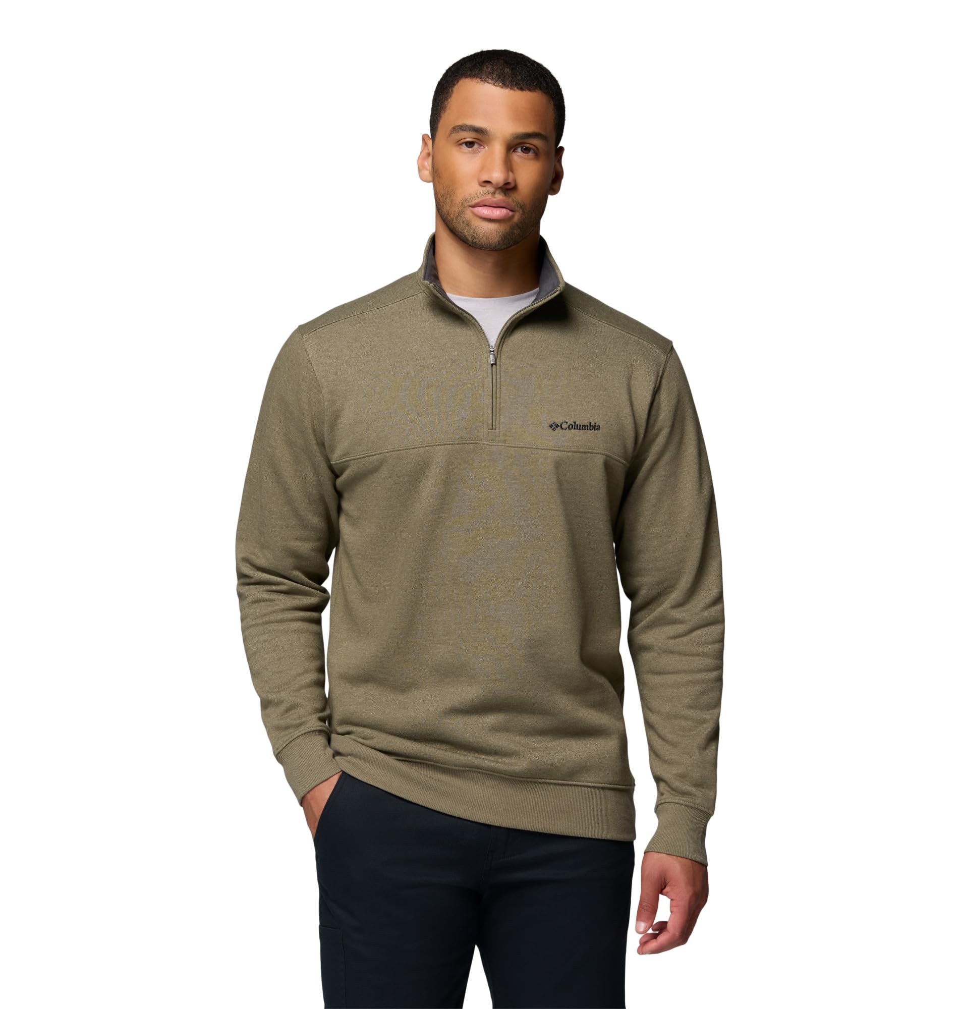 Columbia Men's Hart Mountain II Half Zip Pullover Sweater, Stone Green Heather, XXL