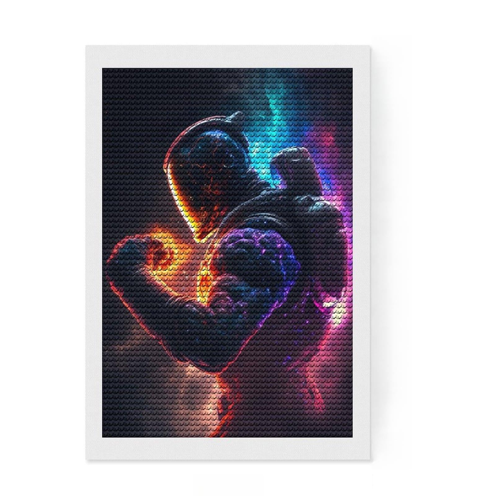 Junmoney Boxing Astronaut DIY Diamond Art Canvas Kit 8"x12", Birthday Gift, Vintage Style Decor, for Beginners, Artistic Hobby