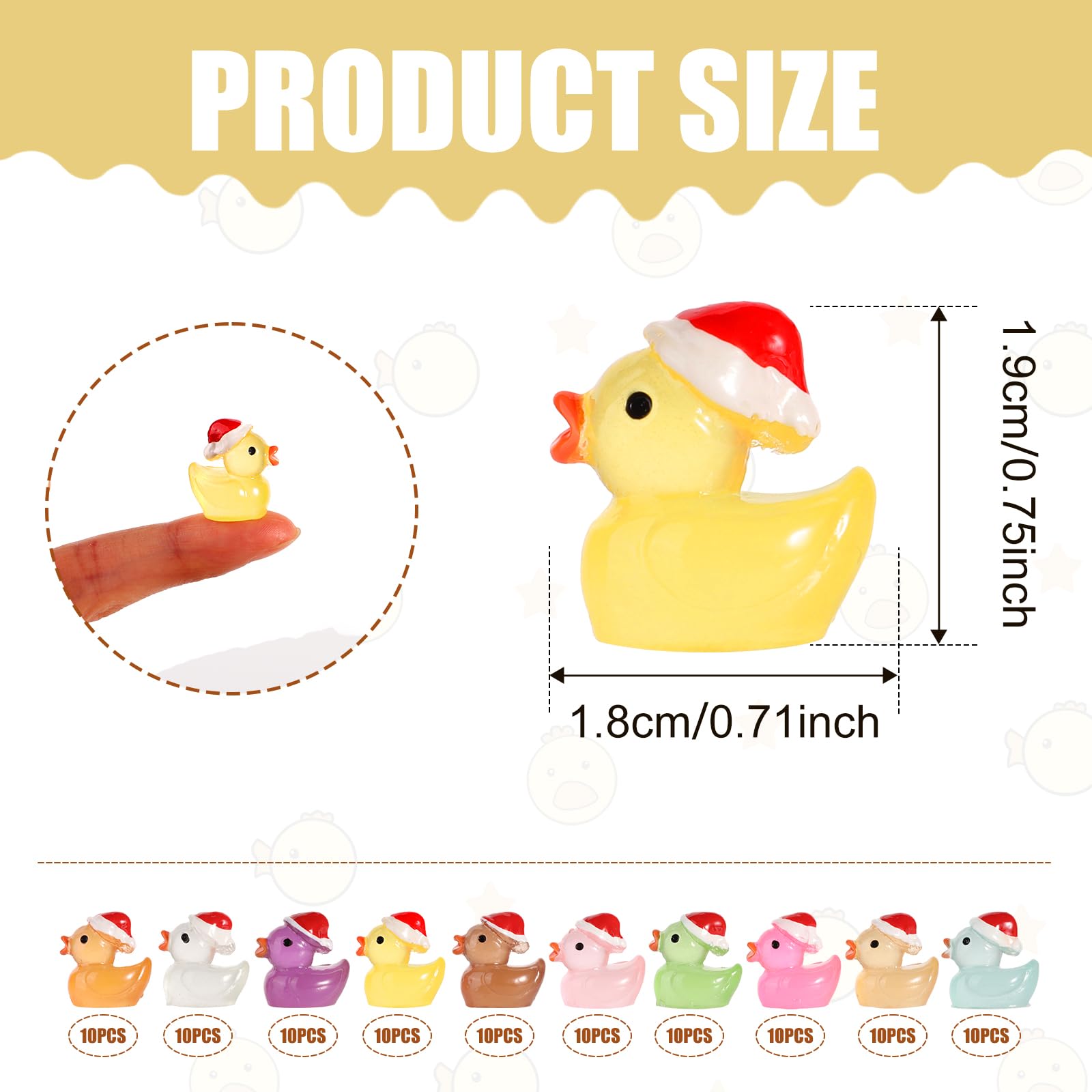 50 Pcs Mini Canards En Résine Rougeoyante Coloré Petit Canard Minuscule