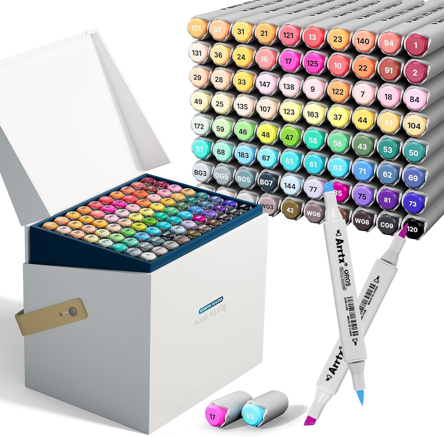 Arrtx OROS 80 Color Alcohol Markers, Brush and Chisel Tip, suitable for Painting, Coloring Drawing, Sketching, Illustrations Alcohol Based Markers, Artist Pens