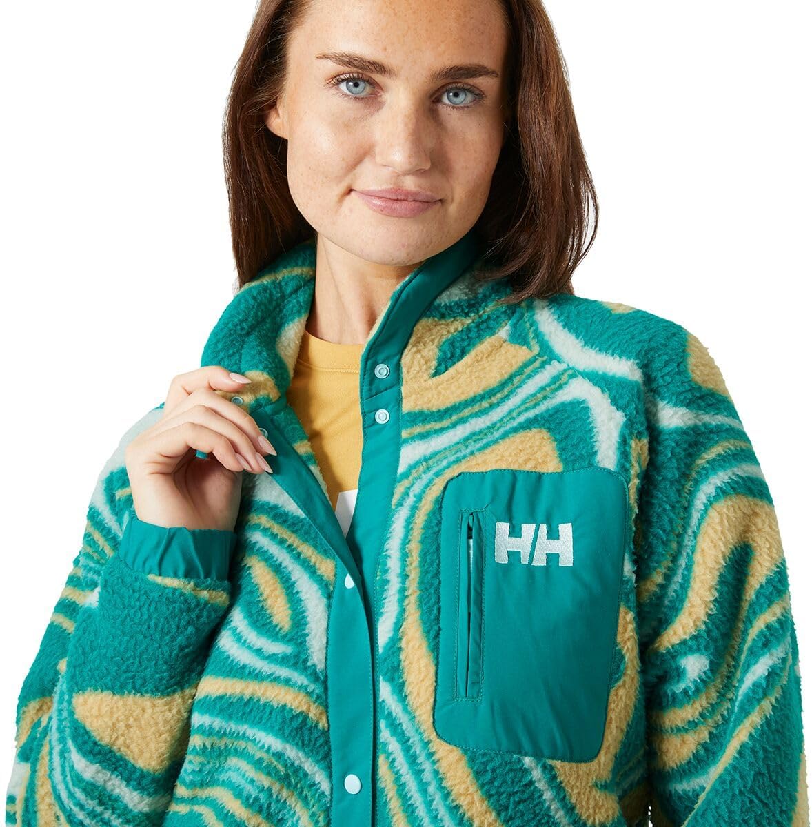 Helly-Hansen Women's Imperial Printed Pile Snap, 537 Barely Blue Swirl Aop, Medium
