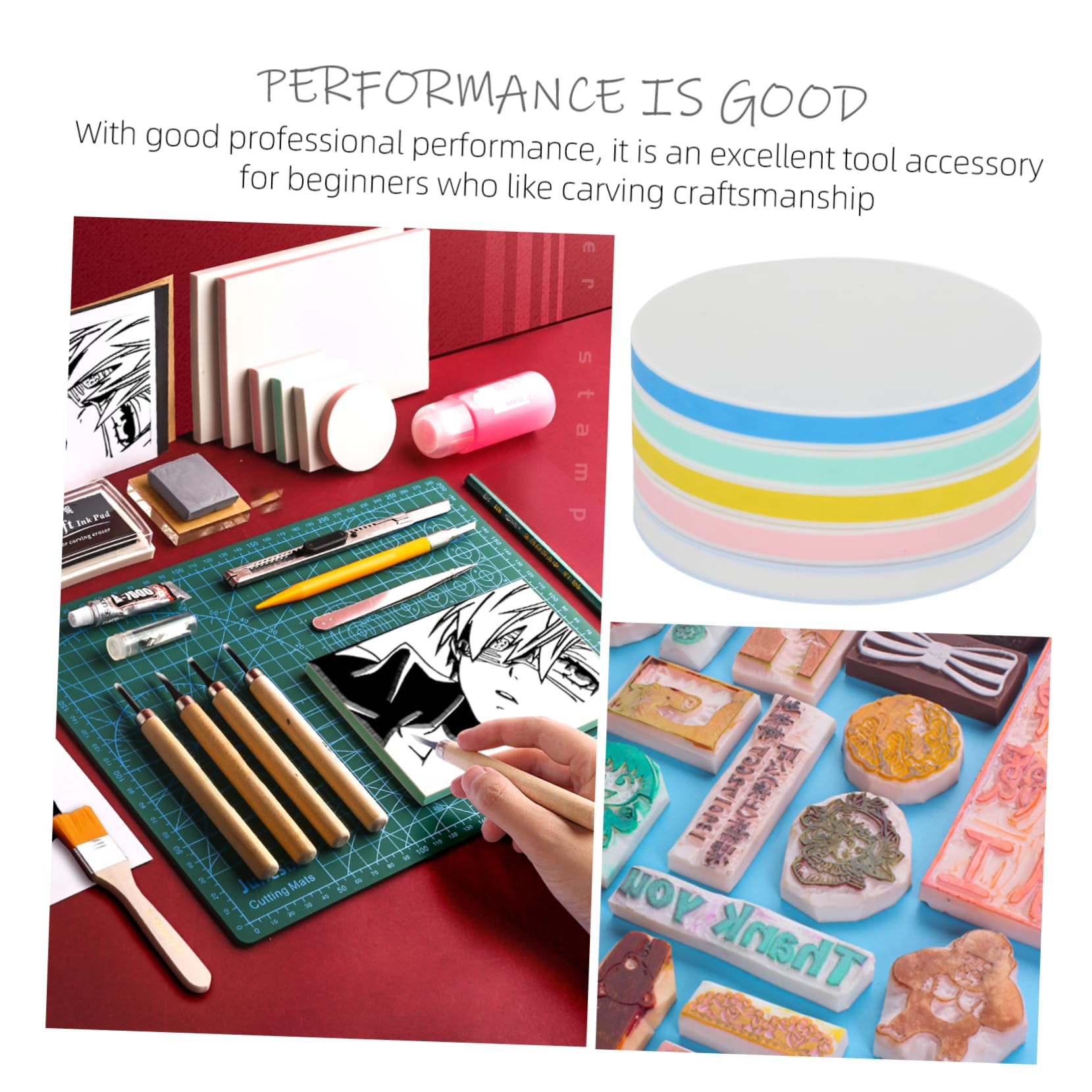 MUELODSIC 5pcs Carved Rubber Brick Scrapbooking Tools Round Stamp Blocks Stamp Carving Block Carving Stamp Blocks Block Printing Round Carving Blocks Printing Carving Blocks Eraser