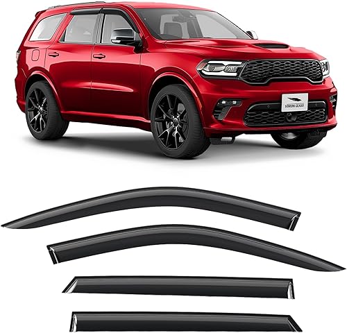 Voron Glass Protectores de lluvia extra duraderos con cinta adhesiva para Dodge Durango 2011-2026, deflectores de ventana, viseras de ventana de