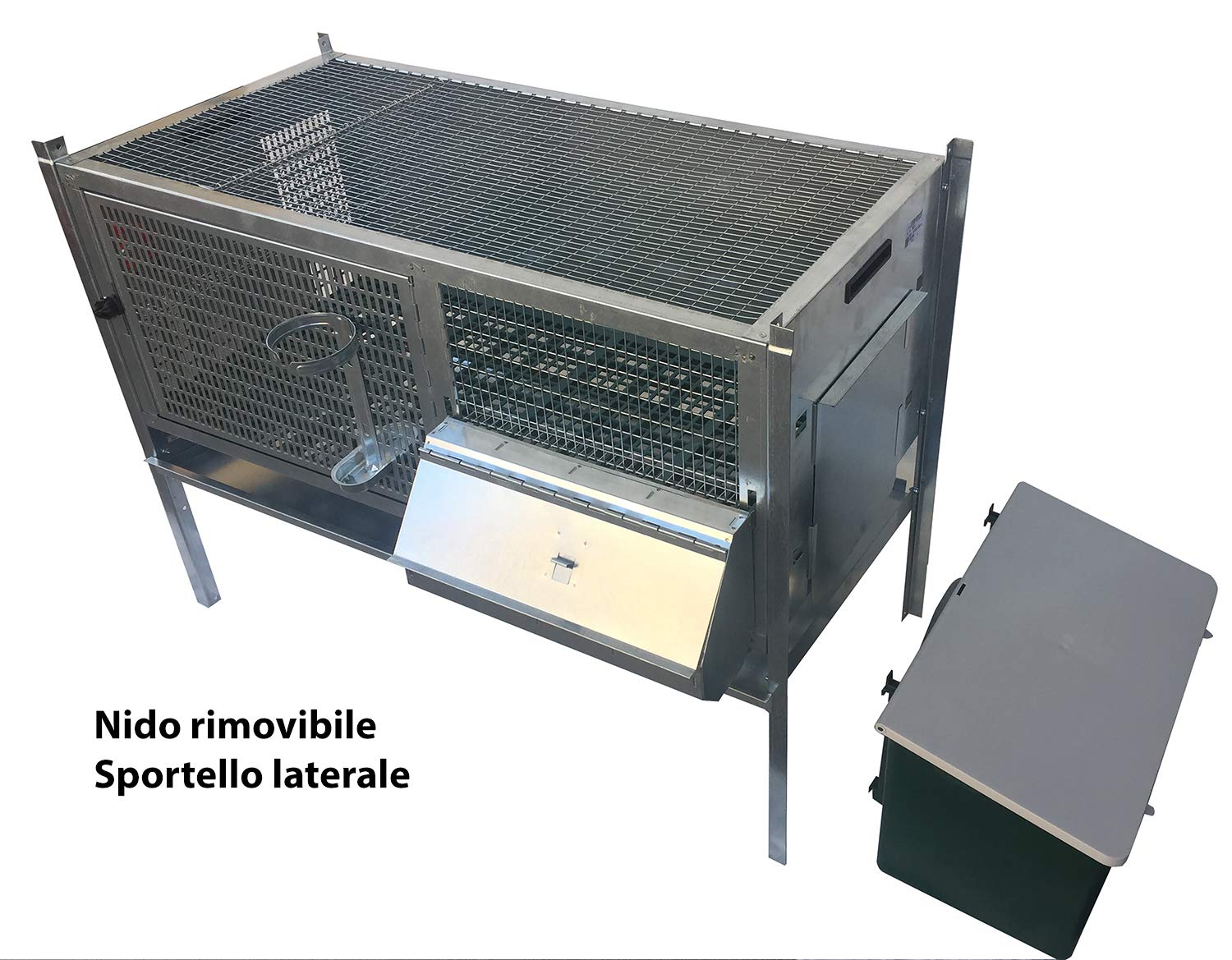 Montidistribuzione Gabbia Conigli Fattrici Tosca 1 Tipo Pesante. Conigliera ad 1 Scomparto Sovrapponibile. Cm 135 x 50 x H 80. Il Nido Esterno Si può Rimuovere. in Omaggio Forbici e Guanti