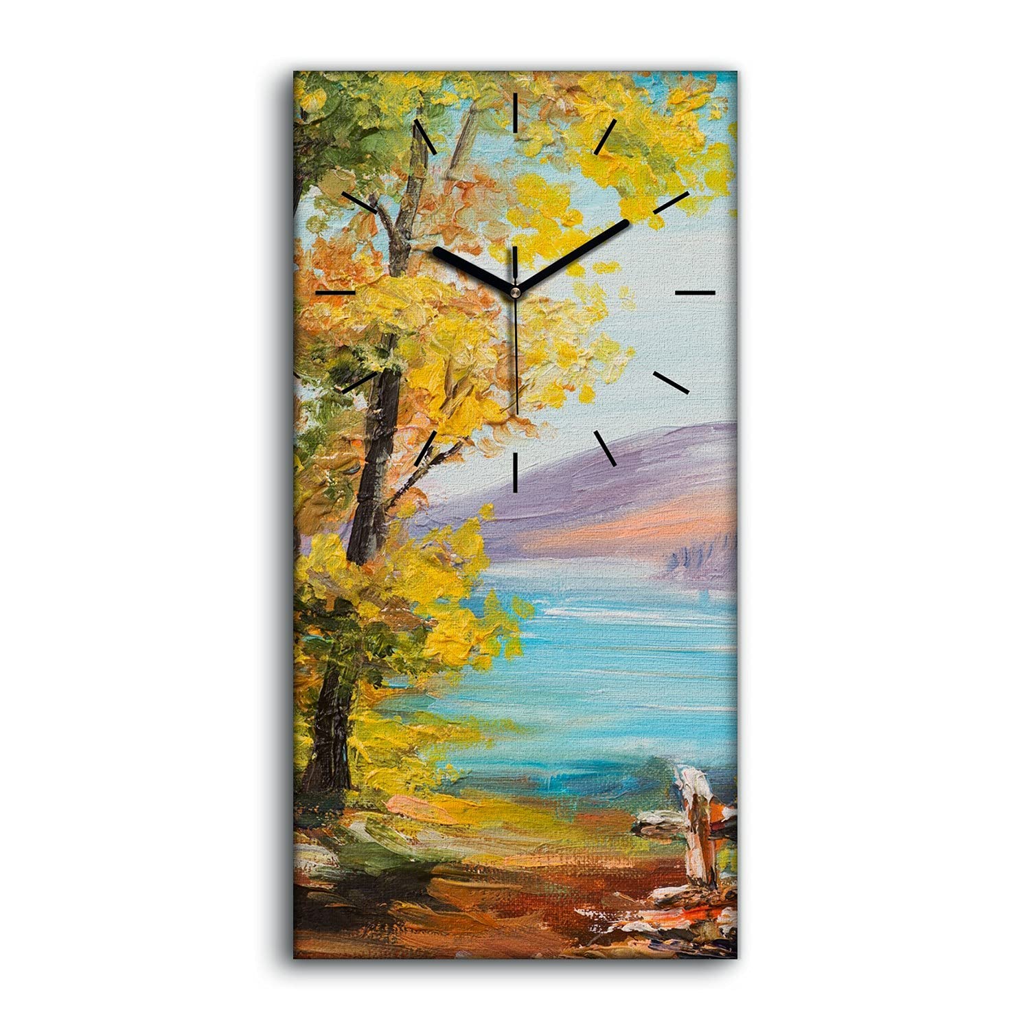 Horloge sur toile paysage de mer art mural moderne 30x60cm avec aiguilles