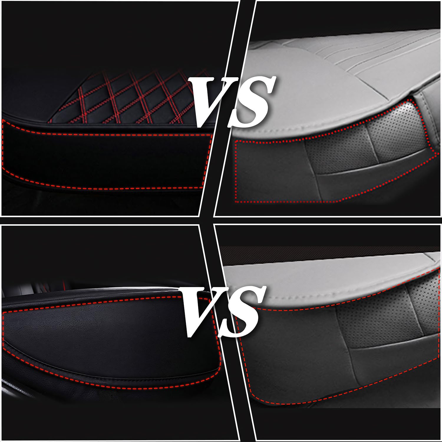 Housses de Siège Arrière de Voiture Universelle Cuir, Protecteurs de Siège Auto en Imperméables, Convient à la Plupart des Camionnettes SUV Berlines (Noir Rouge)