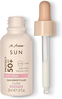 M. Asam SUN Sun Drop Fluid Sensitive Skin SPF 50+ (30ml) - Sonnencreme Gesicht 50 Für Empfindliche Haut, Leichtes Serum Gesicht Mit Panthenol, Feuchtigkeitsspendende Gesichtspflege Sunscreen Skincare