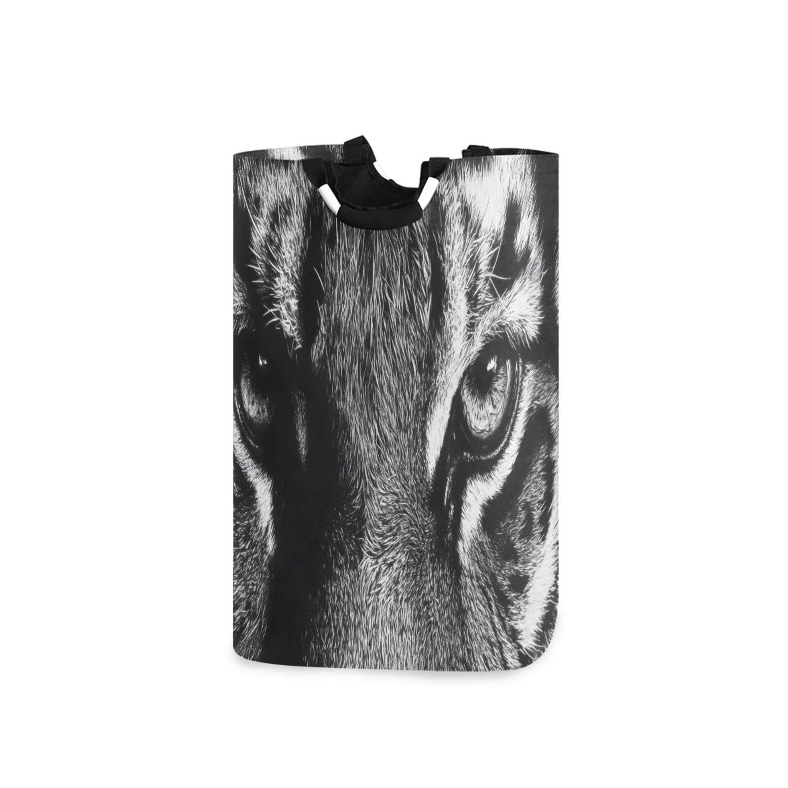 Jihqo Laundry Hamper Basket Tiger Grey Collapsible Nursery Storage Bin Waterproof Clothing Baskets for Home Bedroom Bathroom Washing Room