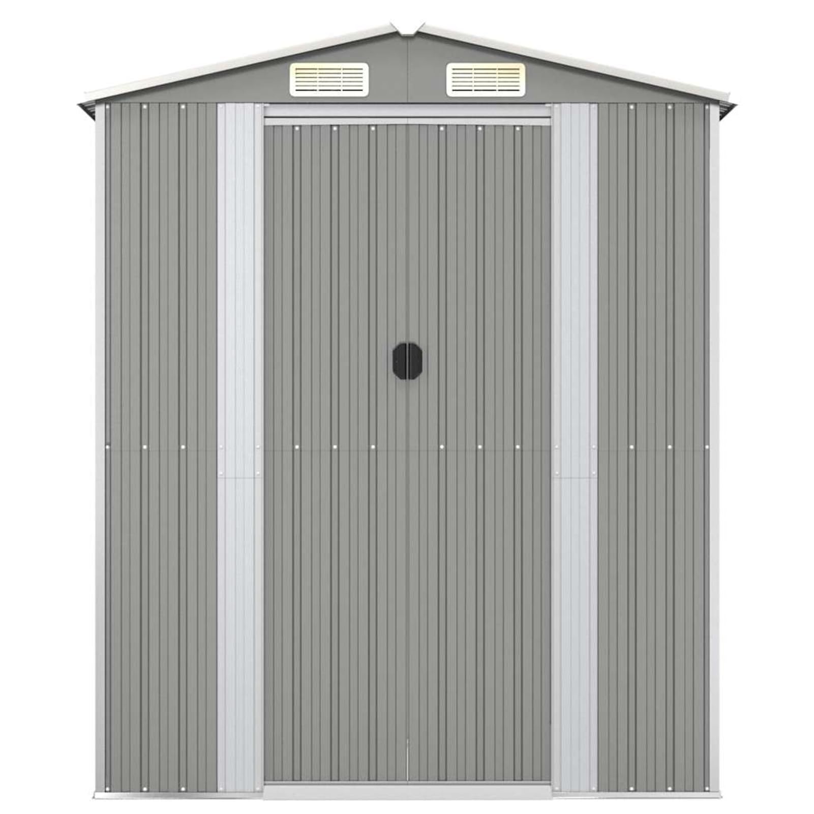 Gecheer Capanno da Giardino, Casetta in Metallo Grigio Chiaro 192x108x223 cm, Acciaio Zincato, per Attrezzi da Giardino, Accessori Piscina, Giocattoli Esterni