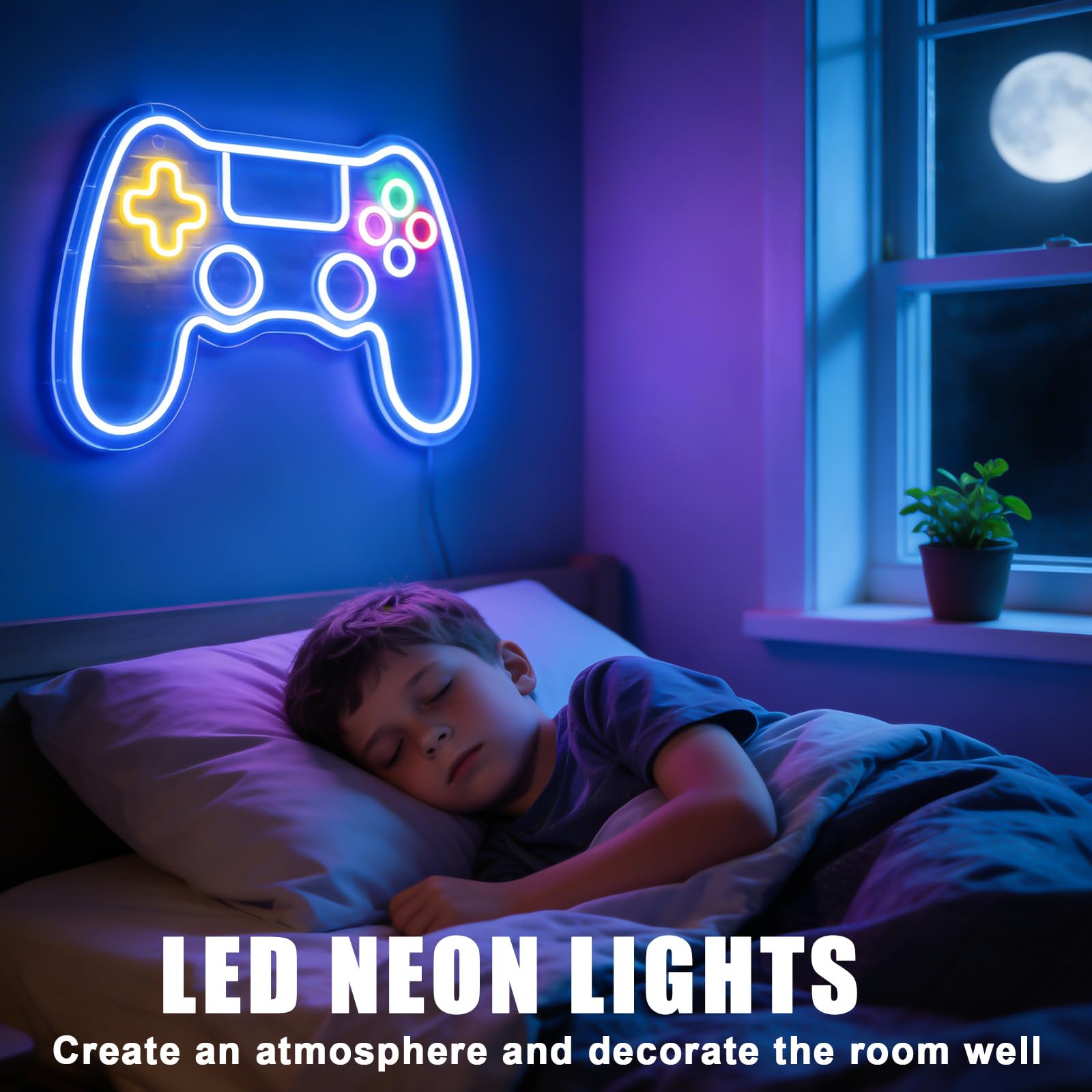 Enseigne Lumineuse, Neon Led Gaming Manette, Décoration Gaming, Gamer Decoration Chambre Murale Lampe, Réglable, Connexion Usb, Pour Décorer Un Mur, Un Cadeau Ou Une Fête