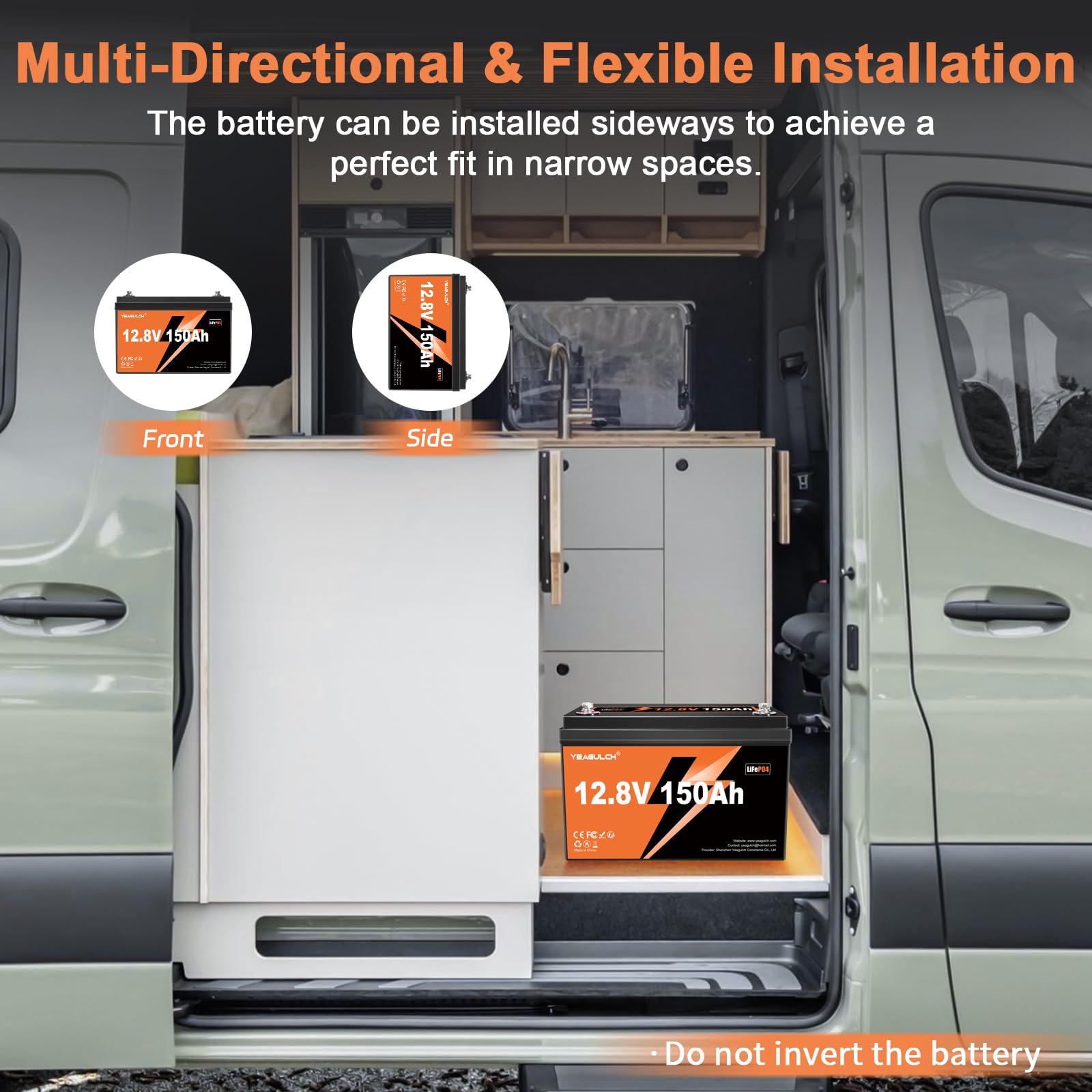 YEAGULCH 12V 150Ah LiFePO4 Lithium Batterie mit 100A BMS 1920Wh für Wohnmobile Solarstrom Off-Grid