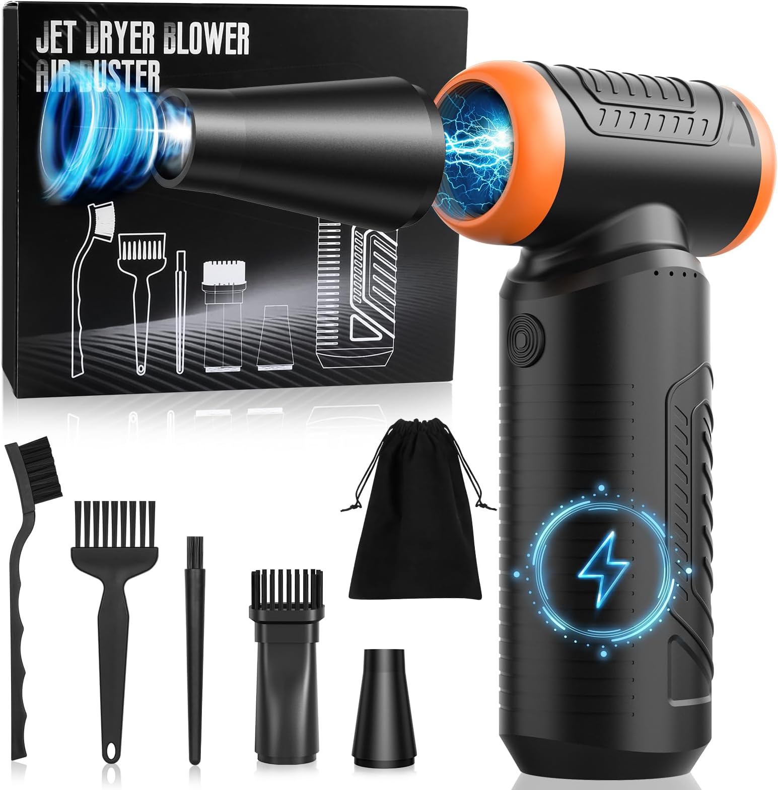 KONPAYDER Electric Air Duster - 180,000 RPM Cordless Blower, 3-Speed, Rechargeable For Keyboard, PC, Car Cleaning