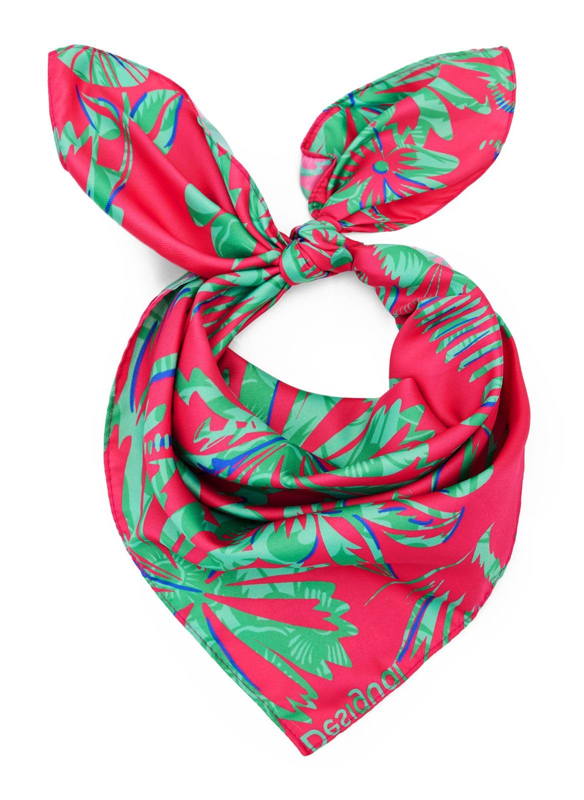 Desigual Accessories Fabric Squared Foulard Fou_Neon Flowers 3022 Rose Fuchsia, Rouge, Taille Unique Femmes