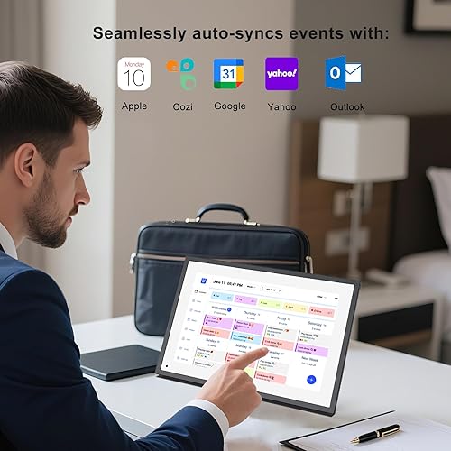 Miniatura 2 de Planificador de pared de 10.1 pulgadas, calendario digital y gráfico de tareas, pantalla táctil inteligente interactiva para horarios familiares,