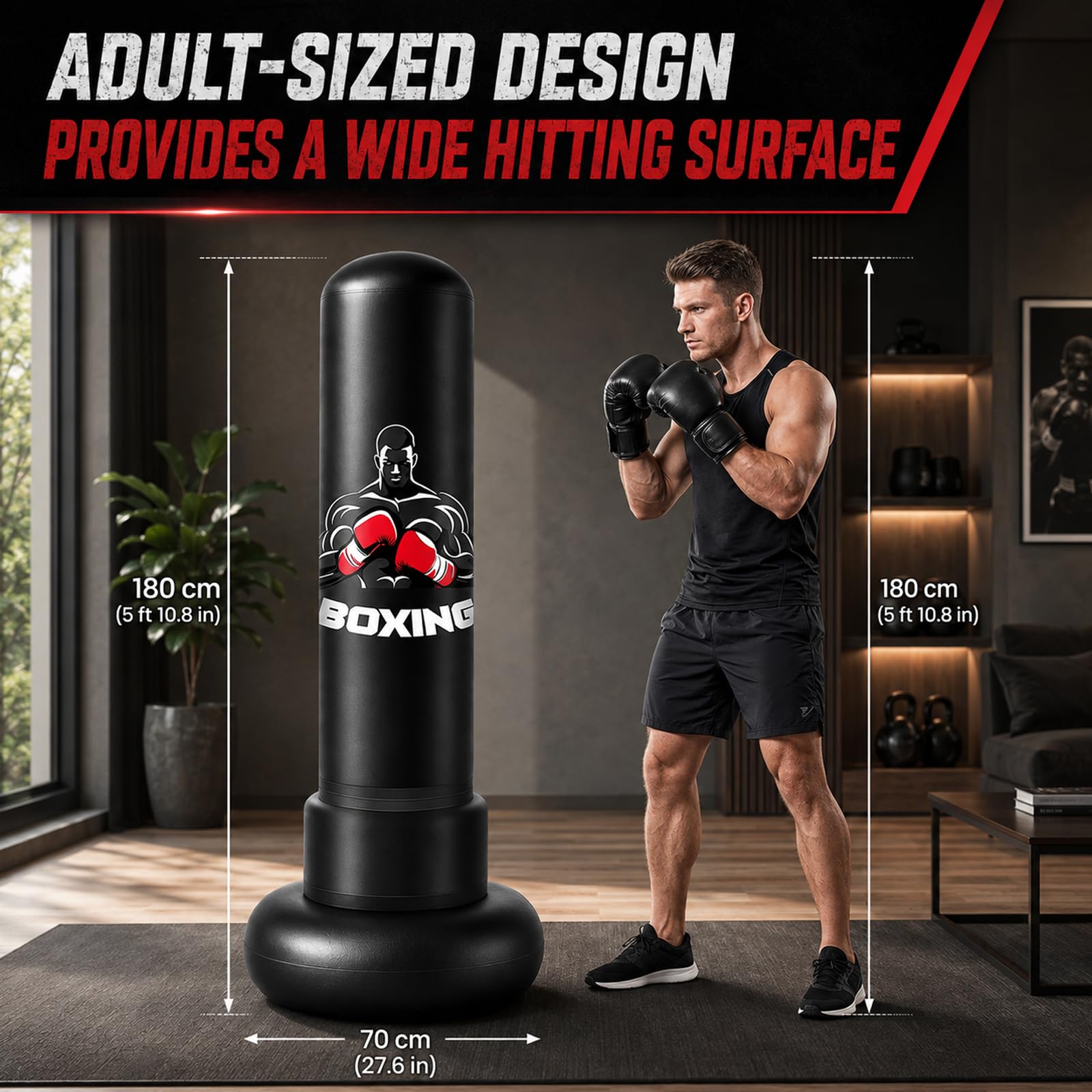 Boxsack Erwachsene Aufblasbarer Standboxsack Punching Bag mit Pumpe