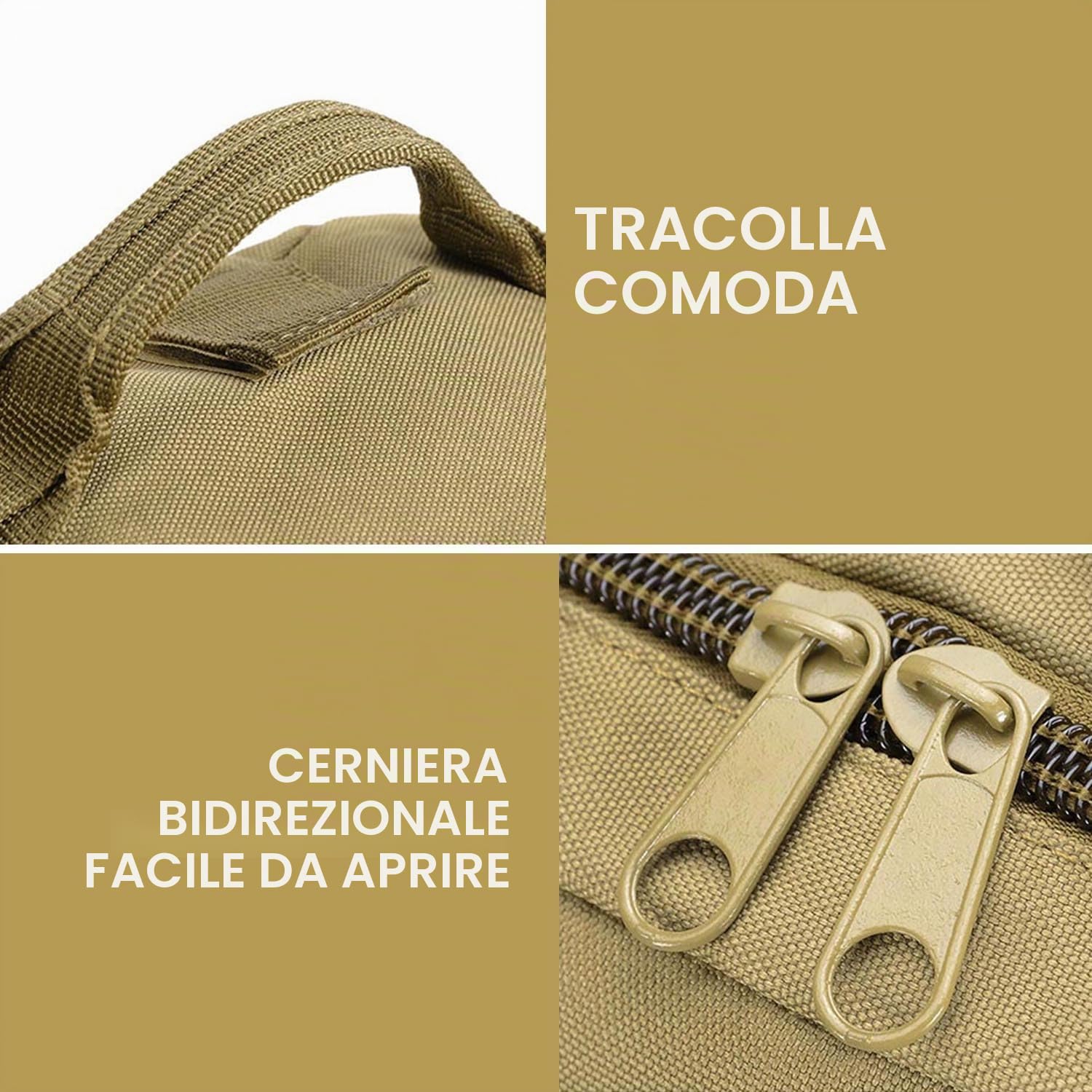 aiGear 55L Zaino Tattico Militare Grande Capacità Impermeabile Kaki | Militare Zaino, Borsone da Viaggio per Uomo/Donna, per Sport all'aperto Trekking Escursioni Pesca Palestra Camping