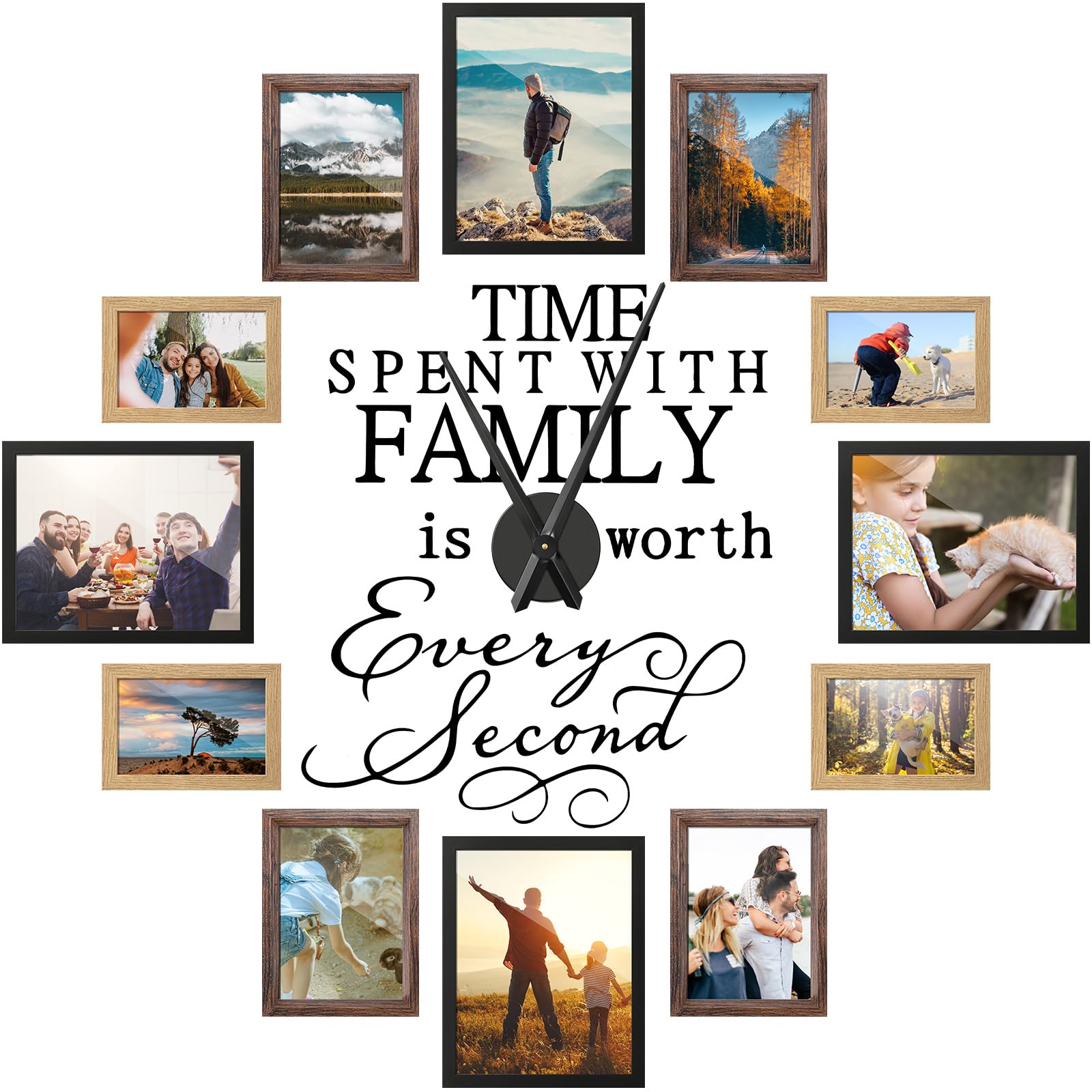 Cadre photo 3D Briwooody pour horloge DIY et décoration de salon