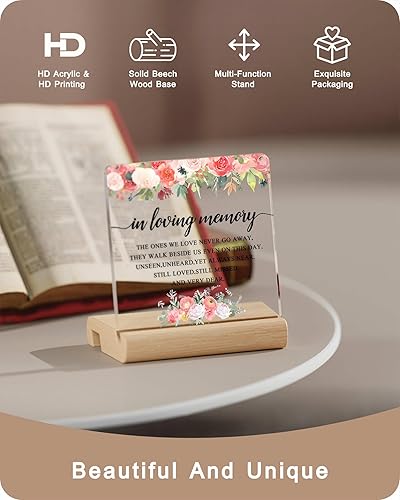 Miniatura 3 de Regalo de condolencias, regalos conmemorativos para la pérdida de un padre amado, letrero de escritorio transparente con soporte de madera,