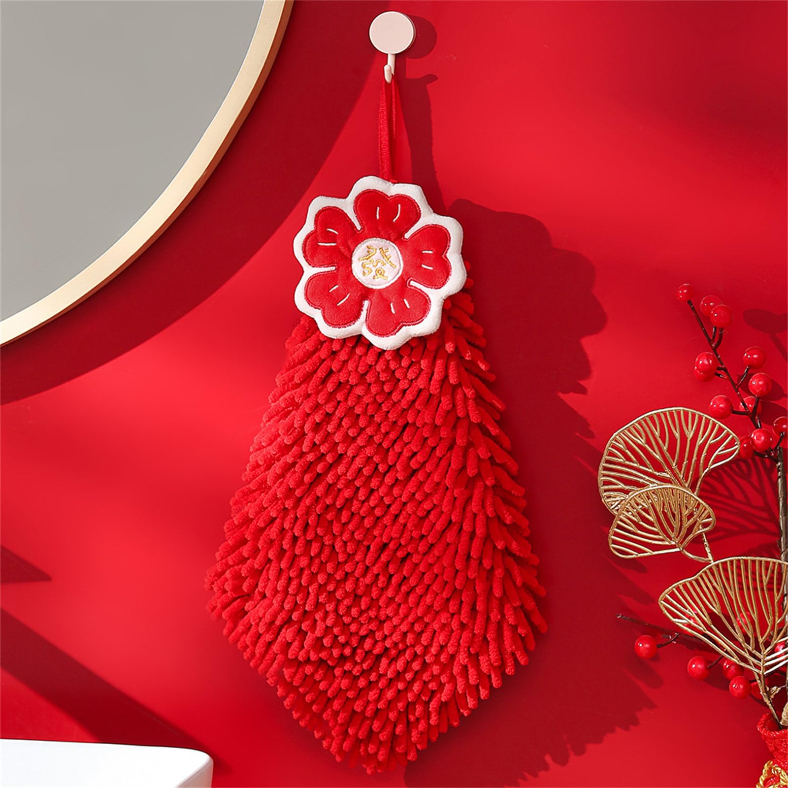 Serviette Décorative En Forme De Feuille Polaire Corail - Pour Salle De Bain, Cuisine - Suspendable, Design Naturel