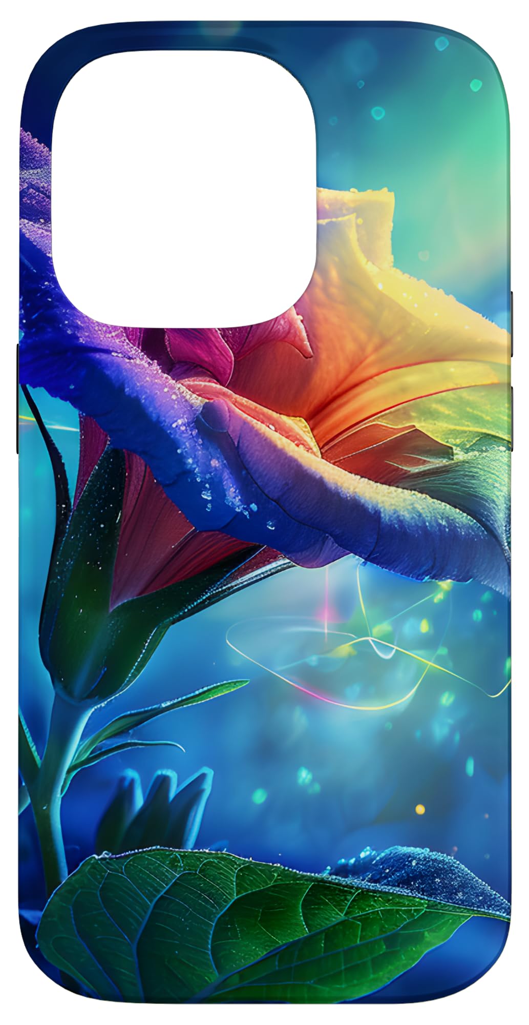 Northern Lights Sky Floral Morning Glory Flower Adorable Case for iPhone 14 Pro