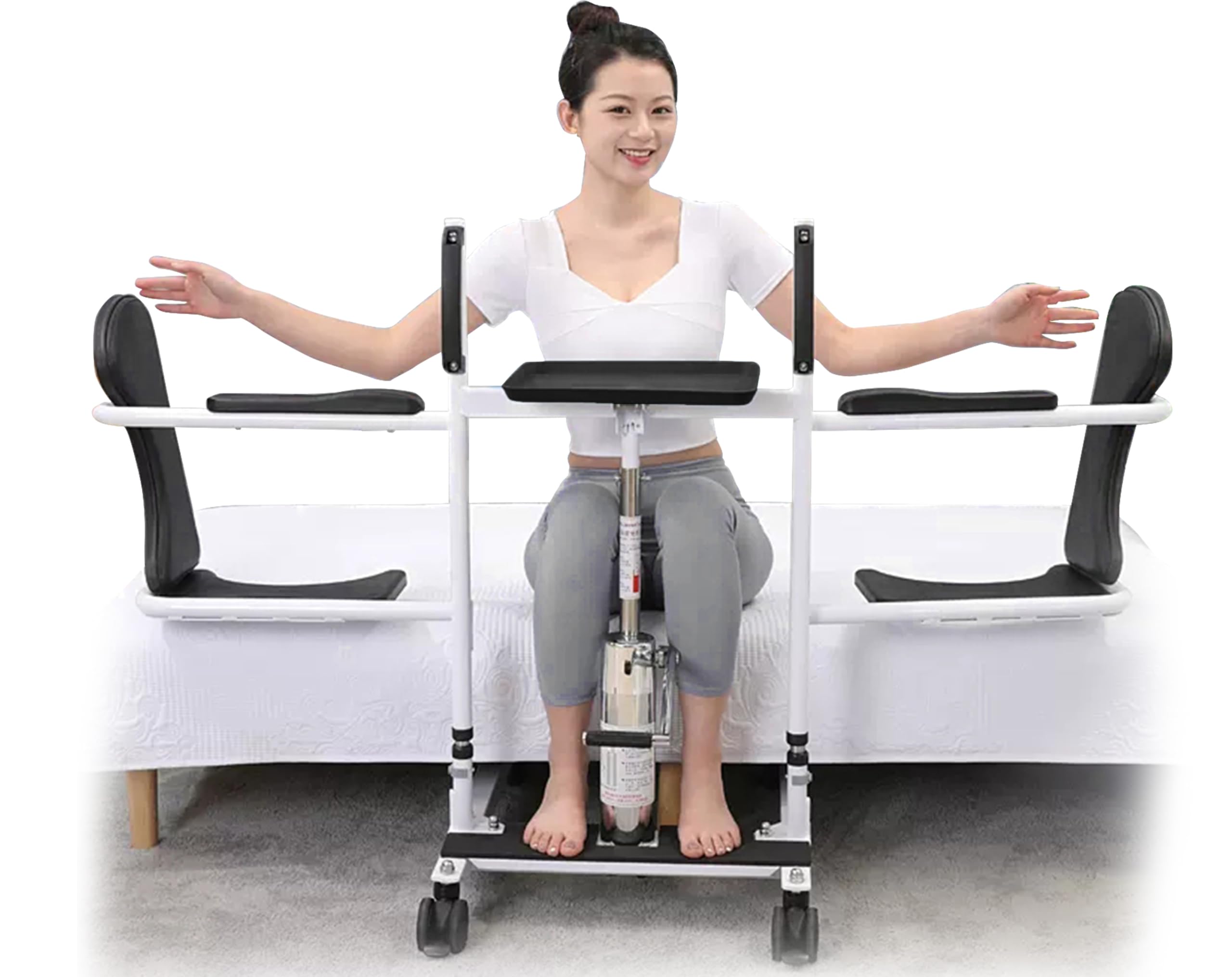 BOTOWI Sollevatore Idraulico per Pazienti, Sollevatore 5 in 1 per Trasferimento Completo del Paziente per Sollevamento del Pavimento, Letto Basso, Sedia con Sedile Diviso a 180°