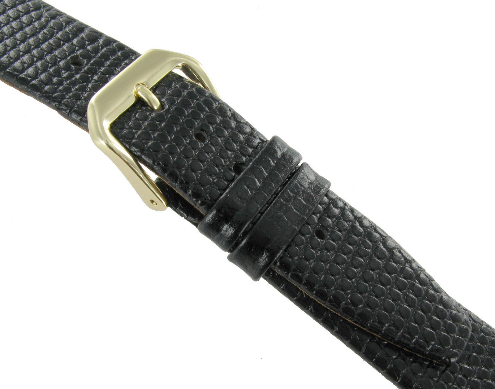 14mm Kreisler Black Lizard Grain Genuine Leather Ladies Watch Band Regular