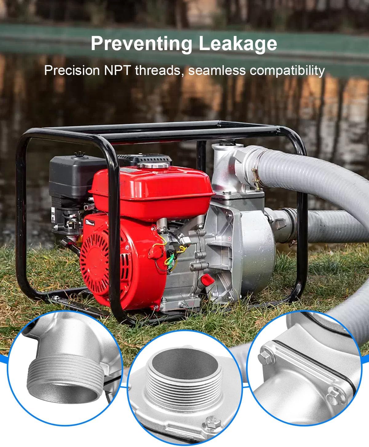 2 Inch Aluminum Water Pump Body Housing, Gasoline Engine Water Pump Housing Compatible with Predator Pacific Hydrostar with 4 Bolt Water Inlet Design