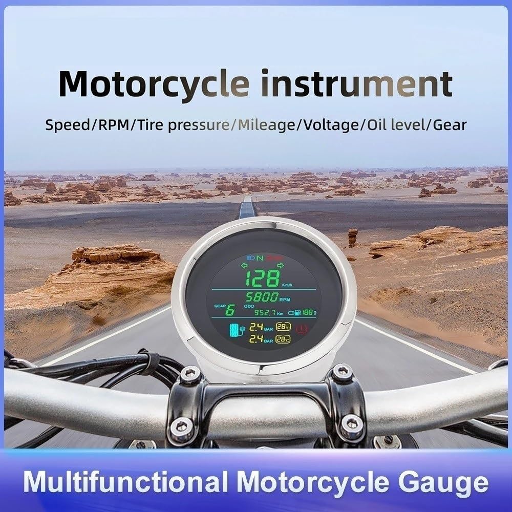 Odómetro Digital Velocímetro GPS para motocicleta odómetro Digital para tablero nivel combustible voltios presión neumáticos medidor engranajes Universal 85mm