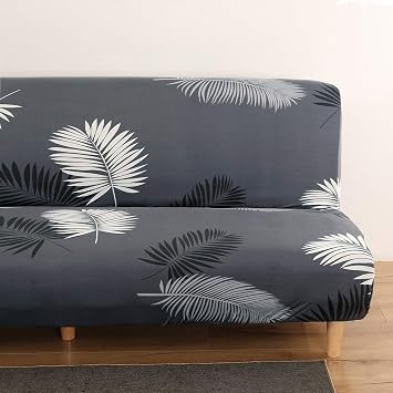 TOPCHANCES Armless Sofa Bed Cover,Stretch Plush Futon Cover Fitted Full Folding Sofa Slipcover Without Armrests Removable Furniture Cover Protector with Elastic Bottom for Living Dining Room Pets