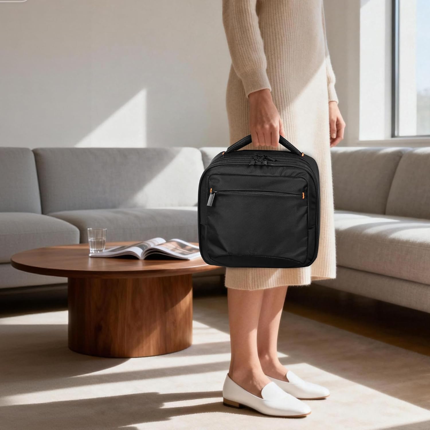 CURMIO Double Layer Carrying Case Compatible with Liene M100/M200 4x6'' Photo Printer, Portable Instant Printer Bag with Multiple Pockets, Bag Only