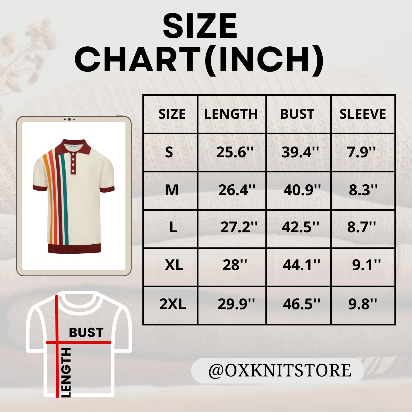 OXKNIT męska koszulka z krótkim rękawem w stylu lat 60., dzianina retro, golfa, tenisa, sportowa, polo, na lato, bawełna, vintage, oddychająca, luźna