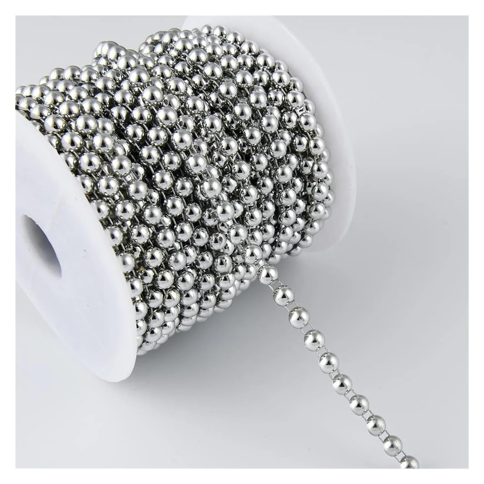 Pearl Bead String 3Yards 6mm Width Half Round Flatback Imitation Pearl Beads Chain Sewing Trim Cake Decoration Makeup and Wedding Arrangements (Color : Silver)