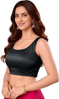 Amazon Brand - Anarva Womens Silk (Smocked Panel) Stretchable Sleeveless Padded Saree Blouse Party and Festive Readymade S... Price In India