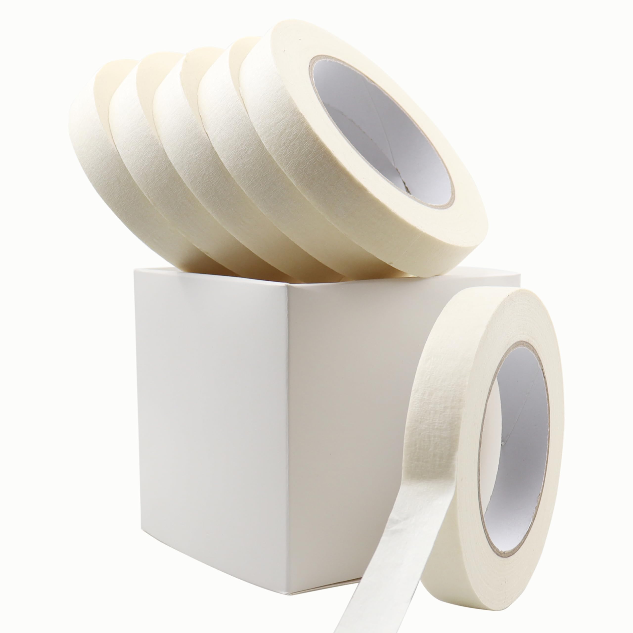 RILOMBAO Masking Tape 0.79 Inch x 55 Yards, 6 Rolls, Beige White Painter's Tape—Multi-Purpose Masking Tape for Painting, Crafts, DIY Projects, Labeling, Arts, Home, Office, School Stationery Supplies
