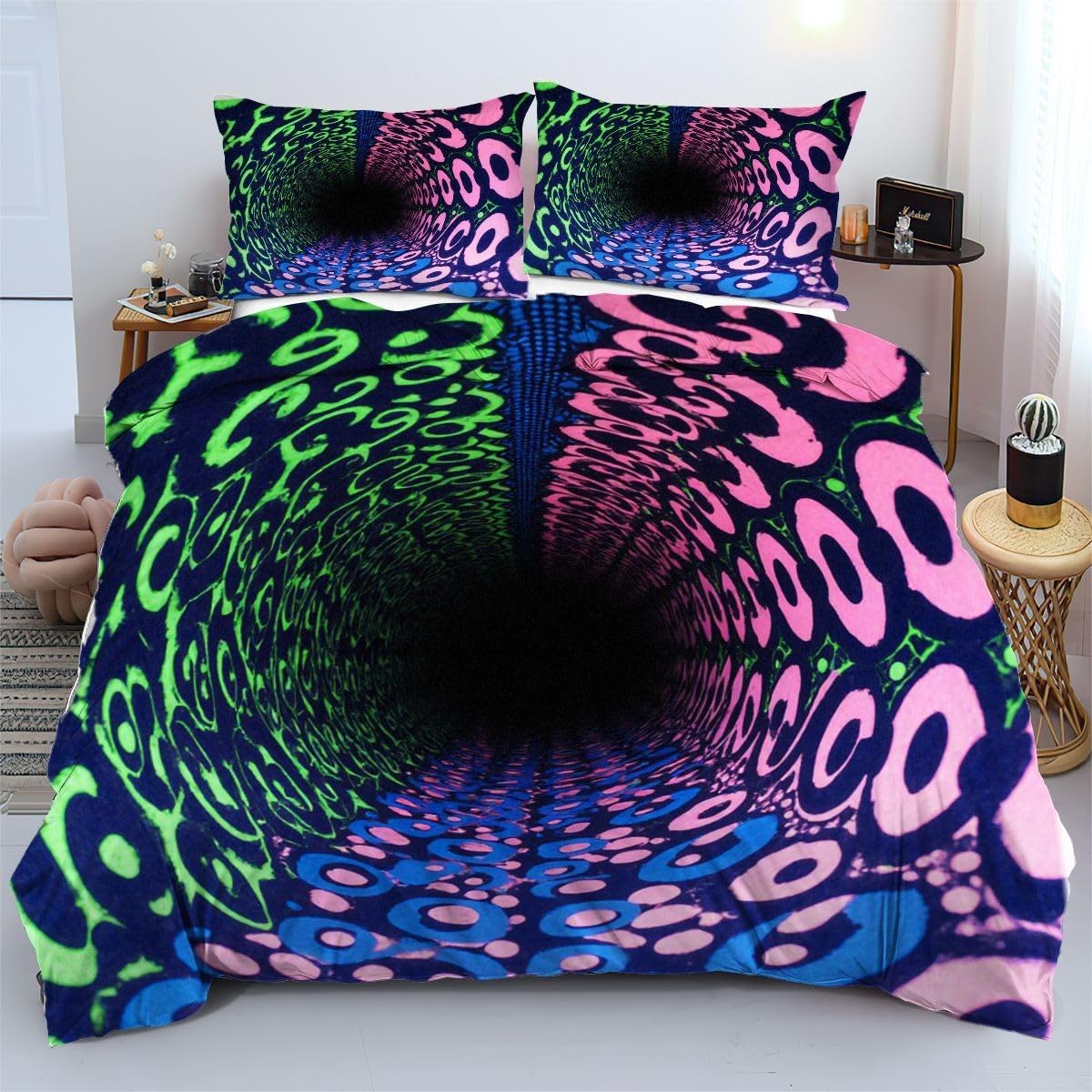 Housse de Couette 90x190 cm Tunnel Coloré en Microfibre Douce pour Lit Enfant
