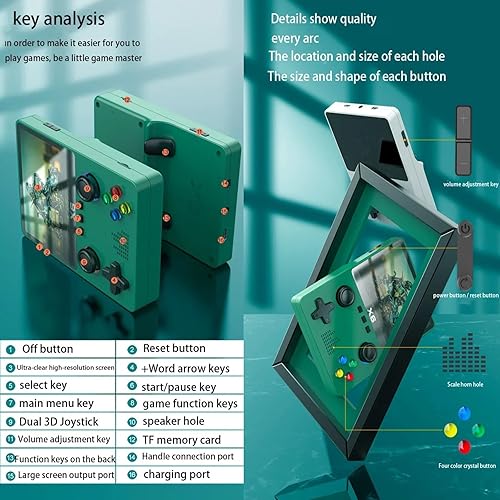 Miniatura 5 de X6 Pantalla de consola de juegos portátil IPS de 3.5 pulgadas con doble joystick 11 simuladores GBA Video 10000+ juegos clásicos de regalo (negro,
