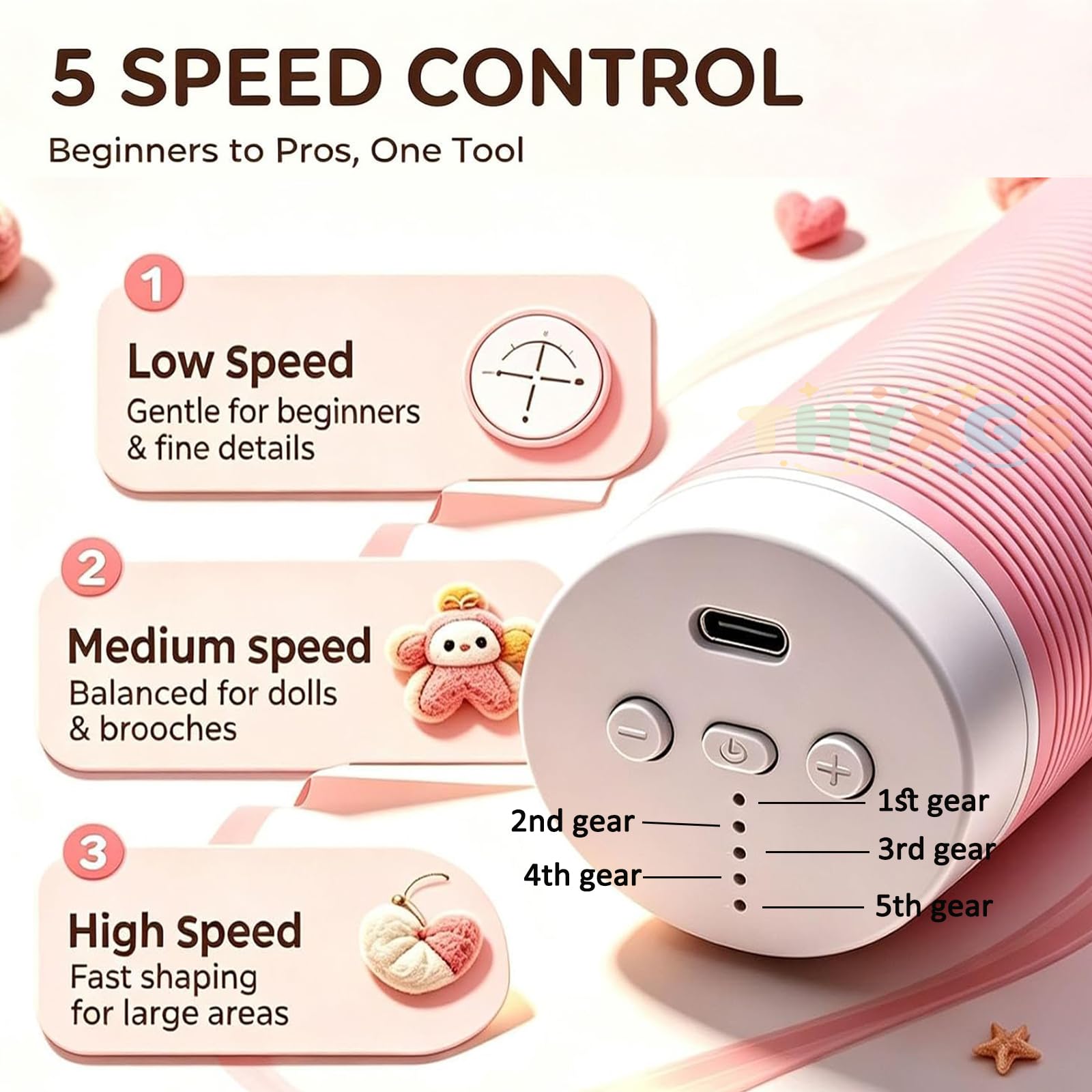 Macchina Elettrica per Infeltrimento Ad Ago, Ideale per Infeltrimento Rapido, con 5 velocità Regolabili | da 1 A 5 Aghi, Corsa di Punzonatura 26 Mm, per Realizzare Lavori di B