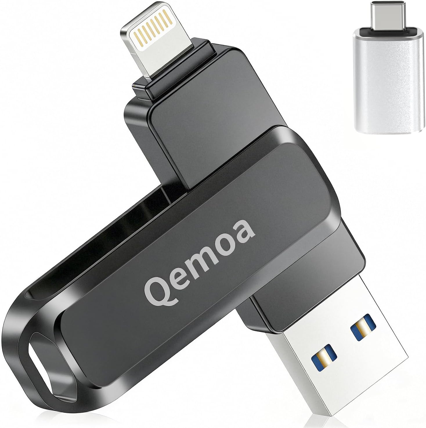 MFi Certified Flash Drive 256GB Photo Stick for iPhone, External Memory Photo Keeper Storage for Data Saver/Backup/Transfer Files/Picture/Video/iPhone/Android/iPad/iOS/PC (Black)